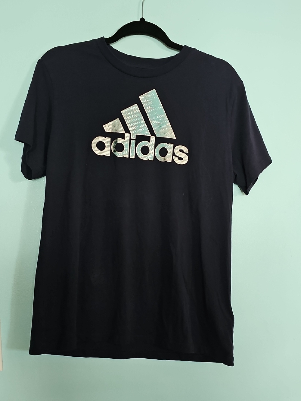 adidas Black Tee with Iridescent Logo